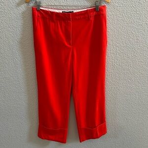 ZARA RED Cropped Cuffed TROUSERS PANTS Turn Up Hem SIZE Small